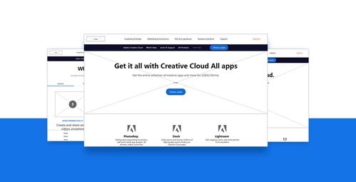 adobe是全球知名的軟件開發團隊,研發了設計創意領域全球領先的優秀軟件產品,為設計行業提供了巨大的價值 網站原型以圖文排版為主,頂部一級導航,彈出面板和面板的使用實現了一級導航下拉的效果 工具類官網web原型制作分享 adobe